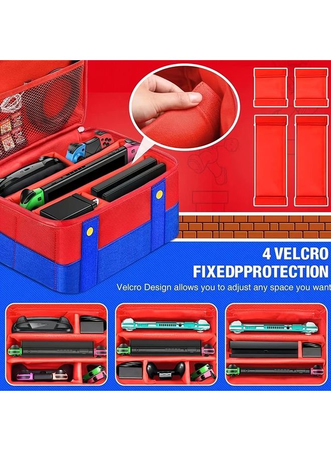 Shockproof Switch Storage Bag With Case Red And Blue Adjustable Compartments Card Slot Travel Gaming Bag - Image 3