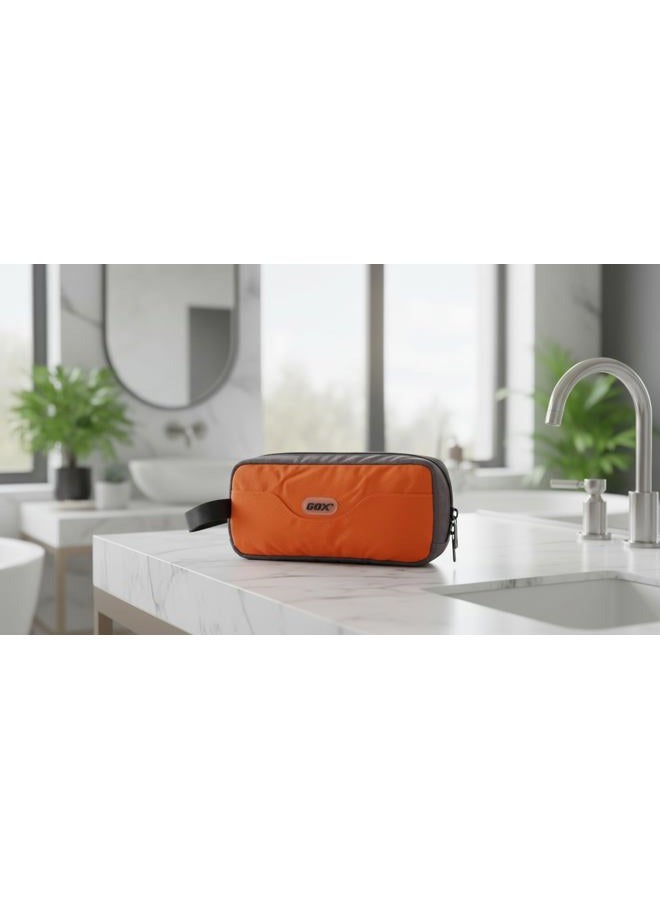 GOX Travel Toiletry Bag Dopp Kit Case for Men Multifunction Packing Organizer Pouch, Orange/Grey, 7.9x4x2.2 Inch (Pack of 1), Toiletry Bag for Travel - Image 2