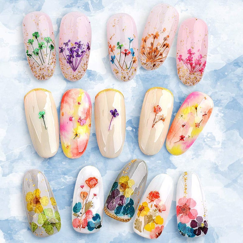 Kissbuty 2 Boxes Dried Flowers for Nail Art, KISSBUTY 24 Colors Dry Flowers Mini Real Natural Flowers Nail Art Supplies 3D Applique Nail Decoration Sticker for Tips Manicure Decor (Gypsophila Flowers Leaves) - Image 2