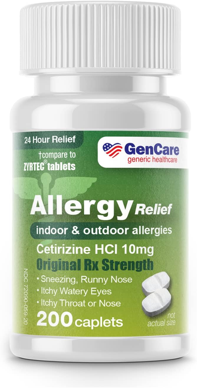 GenCare Allergy Relief Bundle Cetirizine HCL 10mg 200 Count  Diphenhydramine 25mg 600 Tablets  Comprehensive Allergy Solution - Image 2