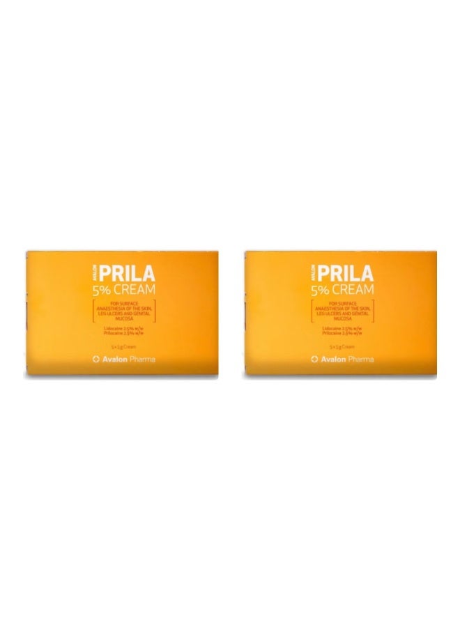 Avalon Pharma Pack Of 2- Prila 5% Local Anesthetic Cream 5X5 Gm 1 Kit - Image 1