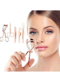 Goolsky 5 Pieces Eyelash Applicator Tool False Eyelashes Applicator Eyebrow Curler Eyebrow Scissors (Rose Golden)  - Image 2