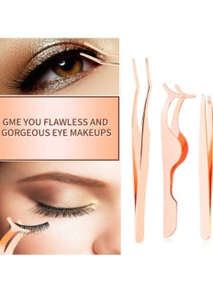 Goolsky 5 Pieces Eyelash Applicator Tool False Eyelashes Applicator Eyebrow Curler Eyebrow Scissors (Rose Golden)  - Image 3