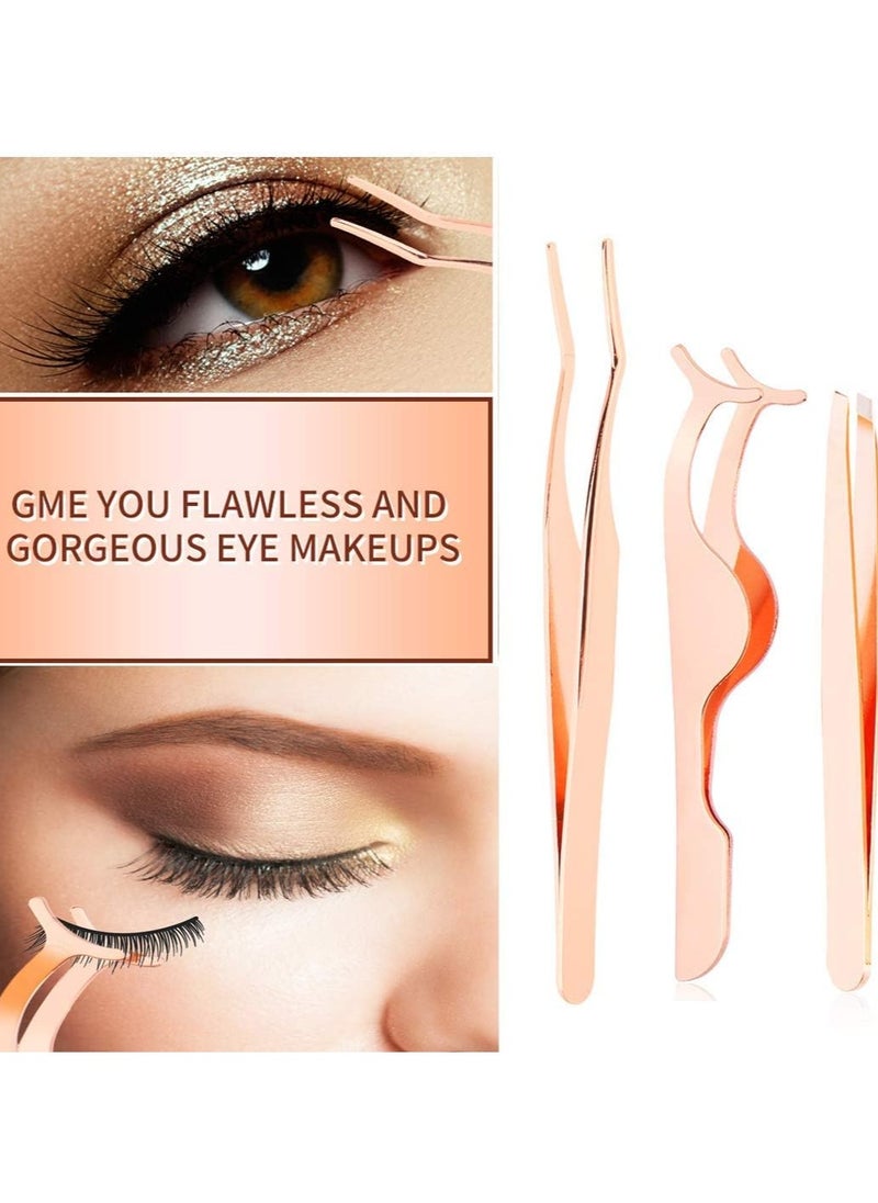 Goolsky 5 Pieces Eyelash Applicator Tool False Eyelashes Applicator Eyebrow Curler Eyebrow Scissors (Rose Golden)  - Image 3