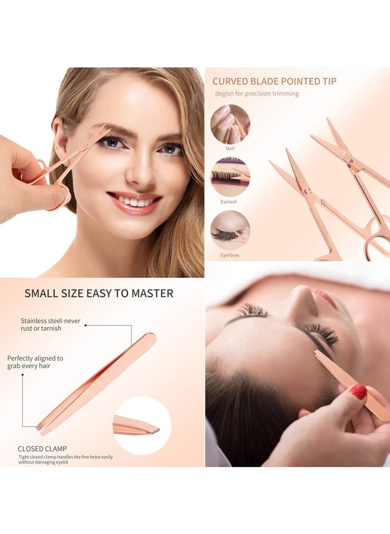 Goolsky - 5 Pieces Eyelash Applicator Tool False Eyelashes Applicator Eyebrow Curler Eyebrow Scissors (Rose Golden) - Image 1