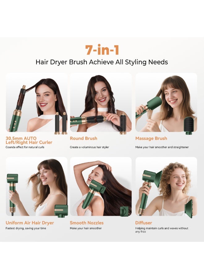 مجفف شعر 7 في 1، فرشاة سيراميك، مجفف شعر أيوني، مجفف شعر احترافي للصالونات، محرك تيار متردد 1400 وات، تجفيف سريع مع 3 سرعات، 3 إعدادات للحرارة، مع أسطوانات تجعيد، مجفف شعر، موزع، فوهة، مكثف، فرشاة فرد، مشط فرشاة مستديرة لتصفيف الشعر بجودة الصالونات، صندوق هدايا أبيض - Image 2