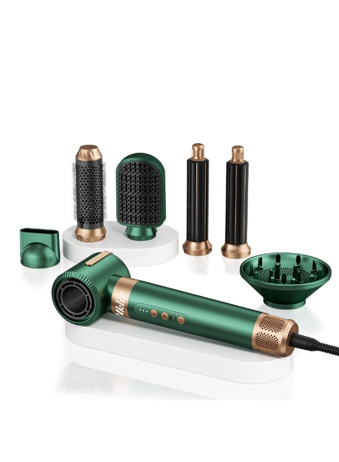 مجفف شعر 7 في 1، فرشاة سيراميك، مجفف شعر أيوني، مجفف شعر احترافي للصالونات، محرك تيار متردد 1400 وات، تجفيف سريع مع 3 سرعات، 3 إعدادات للحرارة، مع أسطوانات تجعيد، مجفف شعر، موزع، فوهة، مكثف، فرشاة فرد، مشط فرشاة مستديرة لتصفيف الشعر بجودة الصالونات، صندوق هدايا أبيض - Image 4