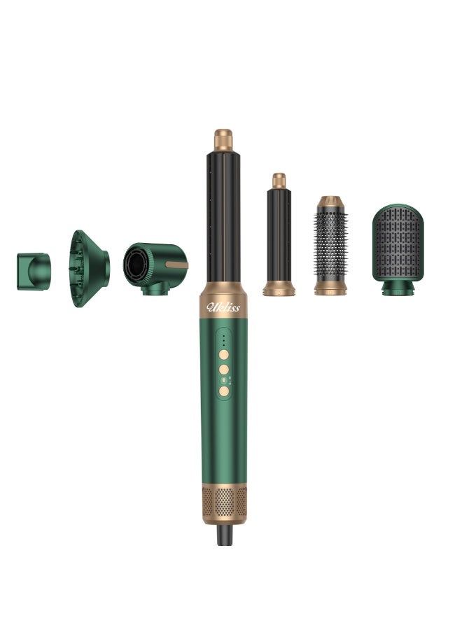 مجفف شعر 7 في 1، فرشاة سيراميك، مجفف شعر أيوني، مجفف شعر احترافي للصالونات، محرك تيار متردد 1400 وات، تجفيف سريع مع 3 سرعات، 3 إعدادات للحرارة، مع أسطوانات تجعيد، مجفف شعر، موزع، فوهة، مكثف، فرشاة فرد، مشط فرشاة مستديرة لتصفيف الشعر بجودة الصالونات، صندوق هدايا أبيض - Image 1