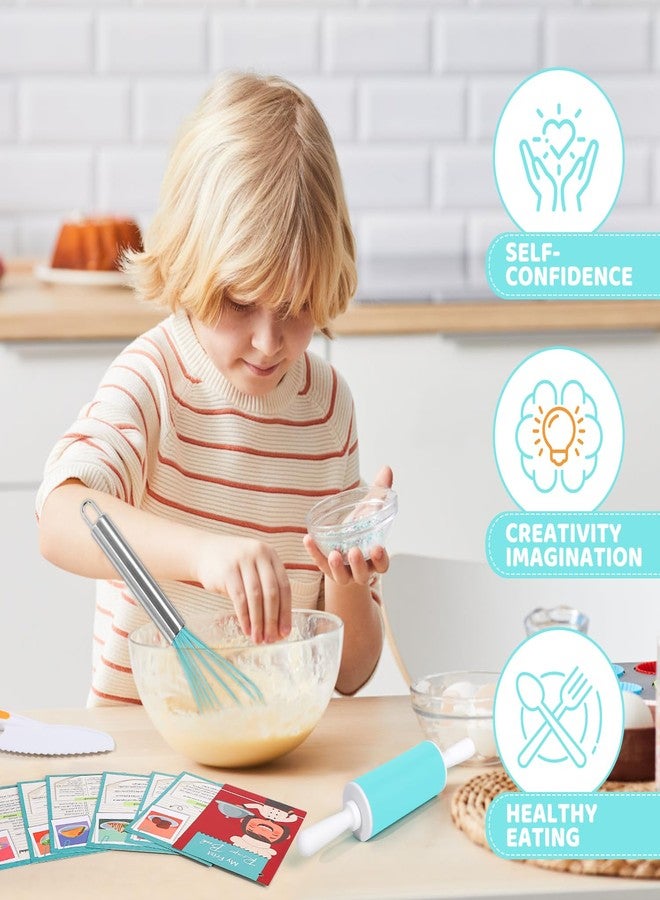 Suhctuptx Kids Cooking Sets Real, Kids Cooking & Baking Set with Storage Case Kid Safe Knives Cutting Board Apron Cookbook Toddler Cooking Utensils, Montessori Kitchen Tools, Birthday Gifts Toys for Girls Boys - Image 4