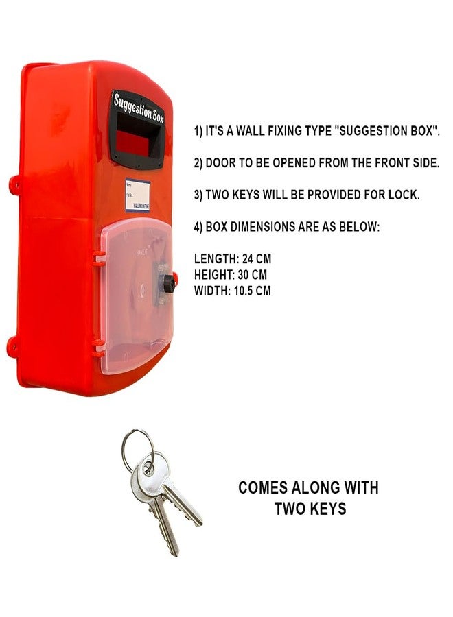 HaveIt® Front Door Wall Mounted Heavy Plastic Suggestion Box for Home/Offices/Colleges/Institutions/Schools with Lock (red Color, 25 cm x 26 cm x 11 cm) - Image 4