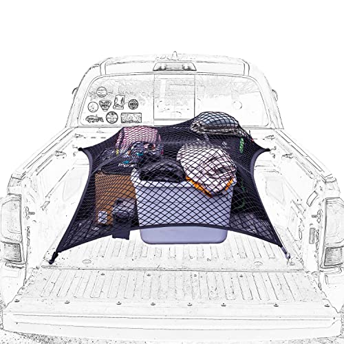 SENYAZON Highly Elastic Cargo Net, Simple Truck Bed Cargo Mesh Organizer, Suitable for Daily Light Loads of Trucks, 4'x4' Stretches to 7'x7' (Single Layer) - Image 1