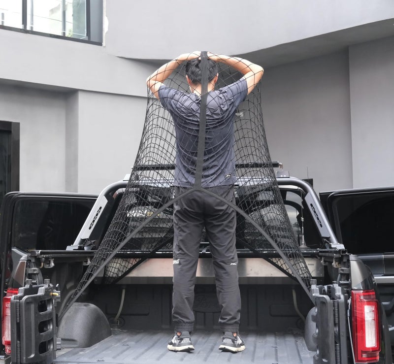 SENYAZON Highly Elastic Cargo Net, Simple Truck Bed Cargo Mesh Organizer, Suitable for Daily Light Loads of Trucks, 4'x4' Stretches to 7'x7' (Single Layer) - Image 2