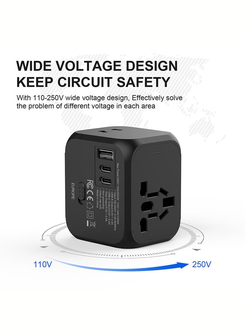 X-level 8in1 Multi Universal World Travel Adapter Socket EU UK US Plug Adapter with USB + 2 Type c Port Travel Plug Adapter Converter - Image 4