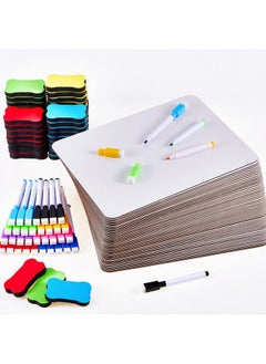 Henoyso 48 Set Dry Erase Board Double Sided 8.3 X 11.2 Inch Small White Board Bulk Dry Erase Lapboard With 48 Erasers And 48 Markers For Student Teachers Classroom Office Sunday School Group Participation  - Image 1