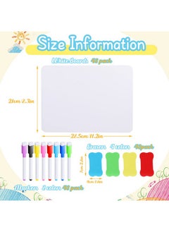 Henoyso 48 Set Dry Erase Board Double Sided 8.3 X 11.2 Inch Small White Board Bulk Dry Erase Lapboard With 48 Erasers And 48 Markers For Student Teachers Classroom Office Sunday School Group Participation  - Image 2