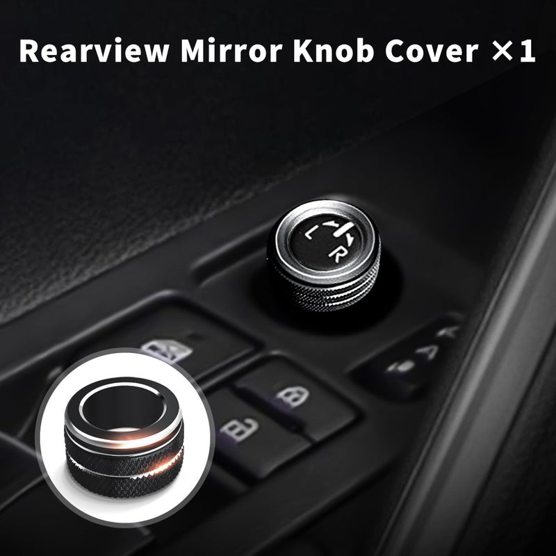 Polodunn for 2020-2025 2026 Toyota Corolla & 2022-2025 2026 Corolla Cross Accessories, 4pcs Aluminum Alloy Knob Cover Trim Set - Rearview Mirror Switch, AC & Push Start (Black) - Image 4