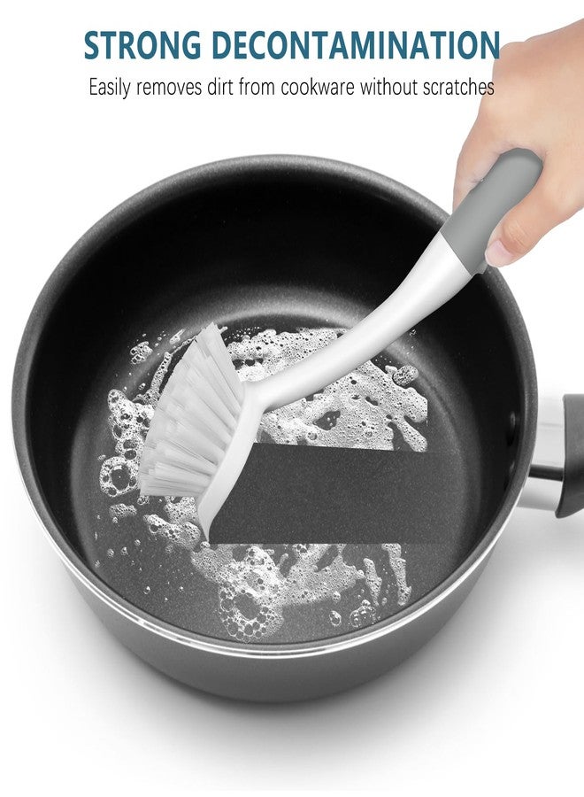 سيتسيل مجموعة فرش غسل الأطباق من سيت سيل، 3 قطع مع فرشاة للزجاجات، فرشاة تنظيف الأطباق بمقبض طويل، فرشاة تنظيف عميقة بمقبض مزود برأس كاشط لحوض المطبخ، الأطباق، الزجاجات، الأكواب، الأواني، خطوط البلاط، رمادي - Image 4