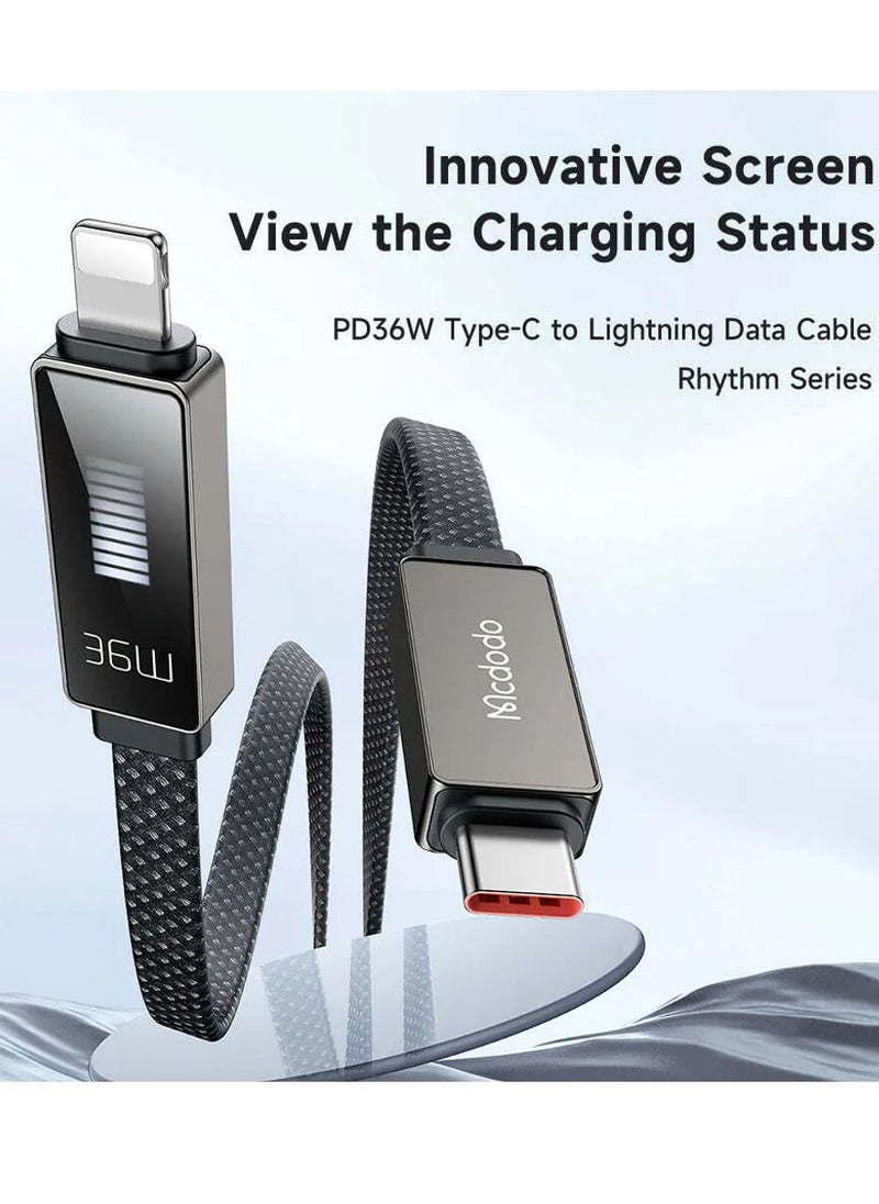 Mcdodo - USB-C to Lightning Cable (1.2m) with Rhythm Screen Display – 36W PD Rapid Charging - Image 1
