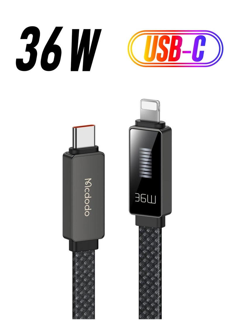 Mcdodo - USB-C to Lightning Cable (1.2m) with Rhythm Screen Display – 36W PD Rapid Charging - Image 1