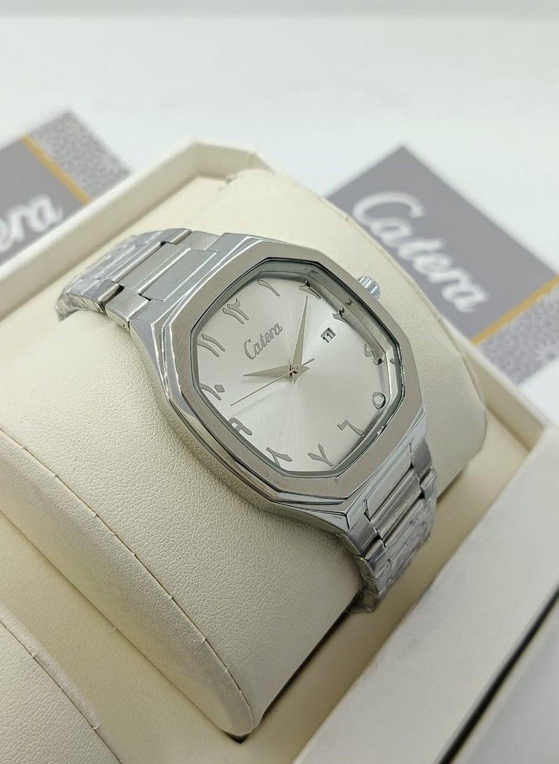 كاتيرا ساعة يد رجالية بسير ستيل ضد الماء عصرية و حديثة وبجودة عالية - ارقام عربية من Catera