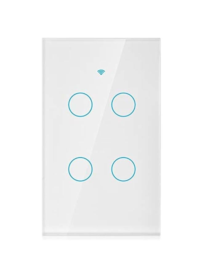 Switch, Remote Switch with Highly Sensitive Touch Keys, Suitable for Google, 4 Way AC (White) - Image 1
