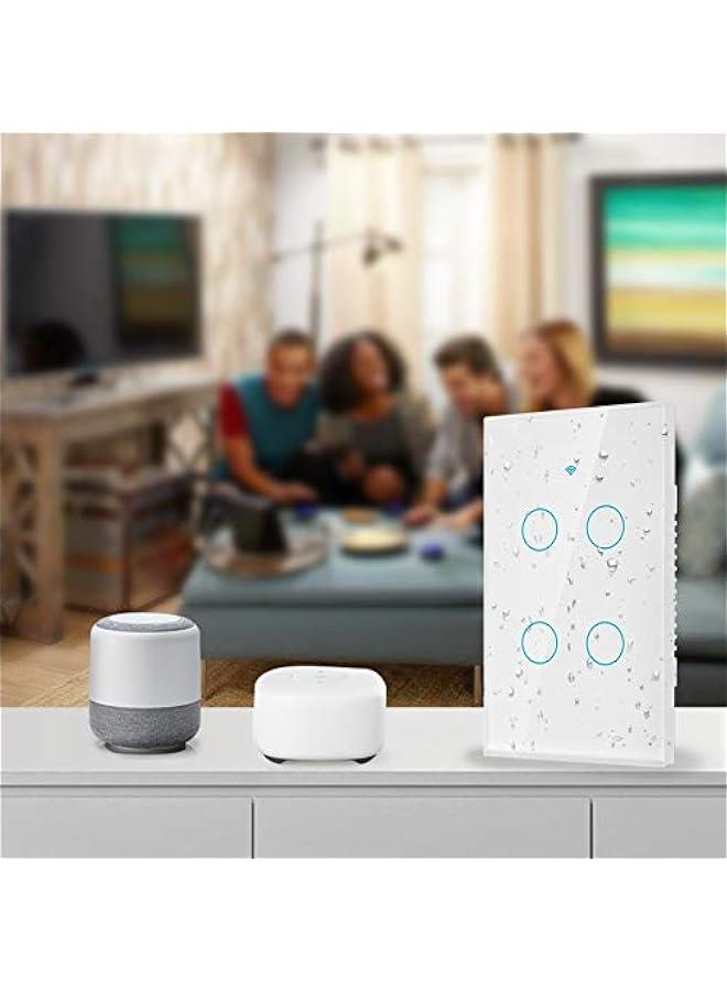 Switch, Remote Switch with Highly Sensitive Touch Keys, Suitable for Google, 4 Way AC (White) - Image 2