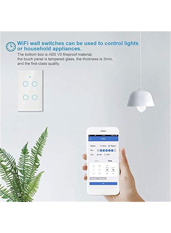 Switch, Remote Switch with Highly Sensitive Touch Keys, Suitable for Google, 4 Way AC (White) - Image 3