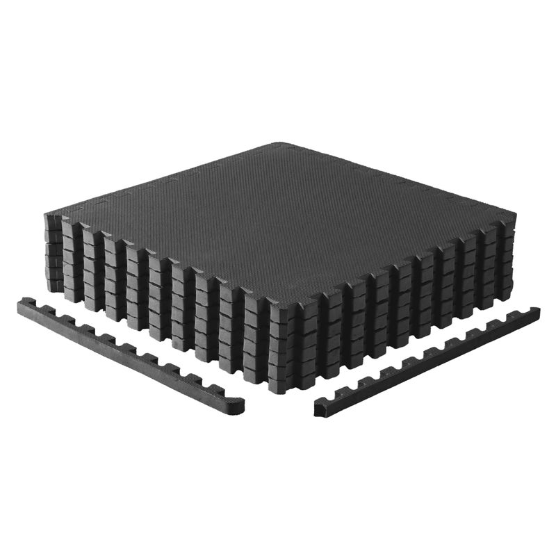 CAP Barbell 1-Inch Interlocking EVA Foam Exercise Puzzle Mat Home Gym Flooring - 1 Pack | 24" x 24" x 1" | T Pattern - Black - Image 1