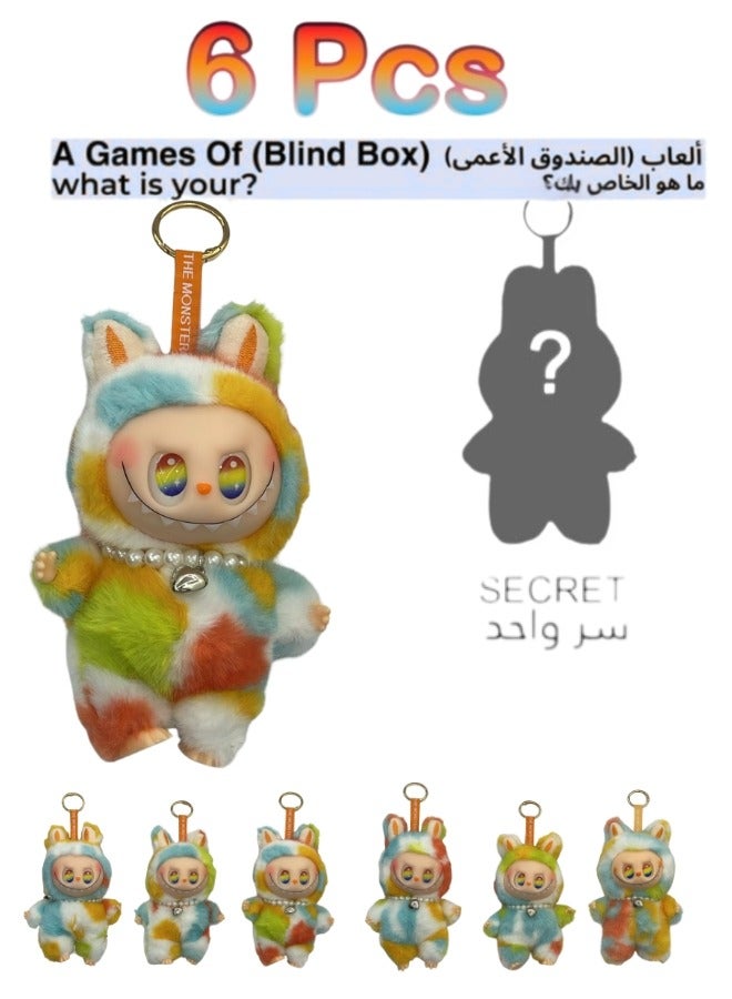 6 قطع (الجيل السادس) لابوبو الوحوش من الفينيل، شخصيات حركة بتصميم عشوائي، ألعاب قابلة للتجميع، ديكورات منزلية، لابوبو (الجيل السادس) ((6 قطع))