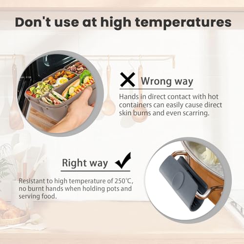 BangBoom 3 Pairs of Silicone Assist Handle Holder Grips, Heat Resistant Pot Handle Covers, Non Slip Cast Iron Pot Holder for Hot Skillets Pans Casserole Frying Cooking Cookware (Gray) - Image 4