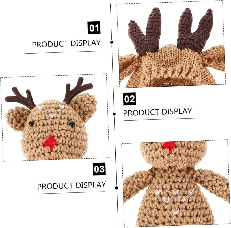 قبعة صوفية محبوكة من الرنة البنية، ملابس داعمة لتصوير الشتاء وعيد الميلاد للأولاد والبنات حديثي الولادة - Image 4