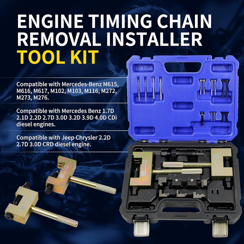 Kuntech Engine Timing Chain Removal Installer Tool Kit for Mercedes Benz M271 M272 M273 M274 M276 with Carrying Case & Gloves - Image 3