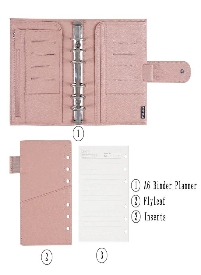 Moterm A6 Luxe Rings Planner - Genuine Leather Binder Organizer (30mm Ring, Pebbled-Dusty Rose) - NOT a Standard A6 - Image 2