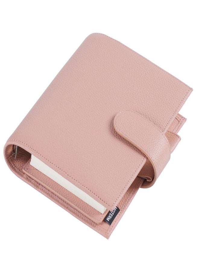 Moterm A6 Luxe Rings Planner - Genuine Leather Binder Organizer (30mm Ring, Pebbled-Dusty Rose) - NOT a Standard A6 - Image 1