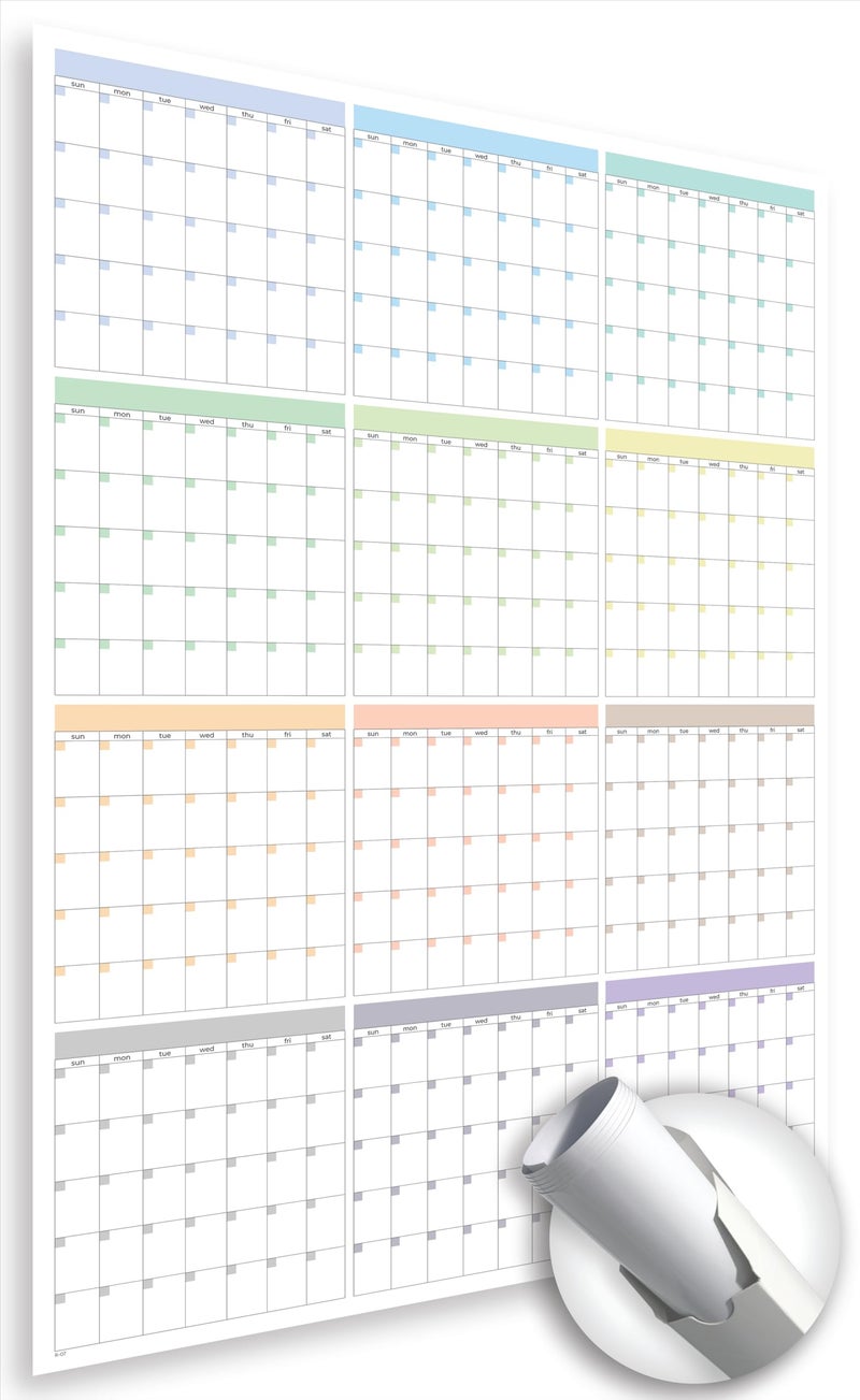 HADIGU Large Wall Calendar Undated (39 x 27 inches) Double Sided Dry Erase Yearly & Monthly Wall Calendar, Big Erasable Planner for Home, Office, Classroom, Thick Paper with Gloss Lamination, Full Year View. - Image 1