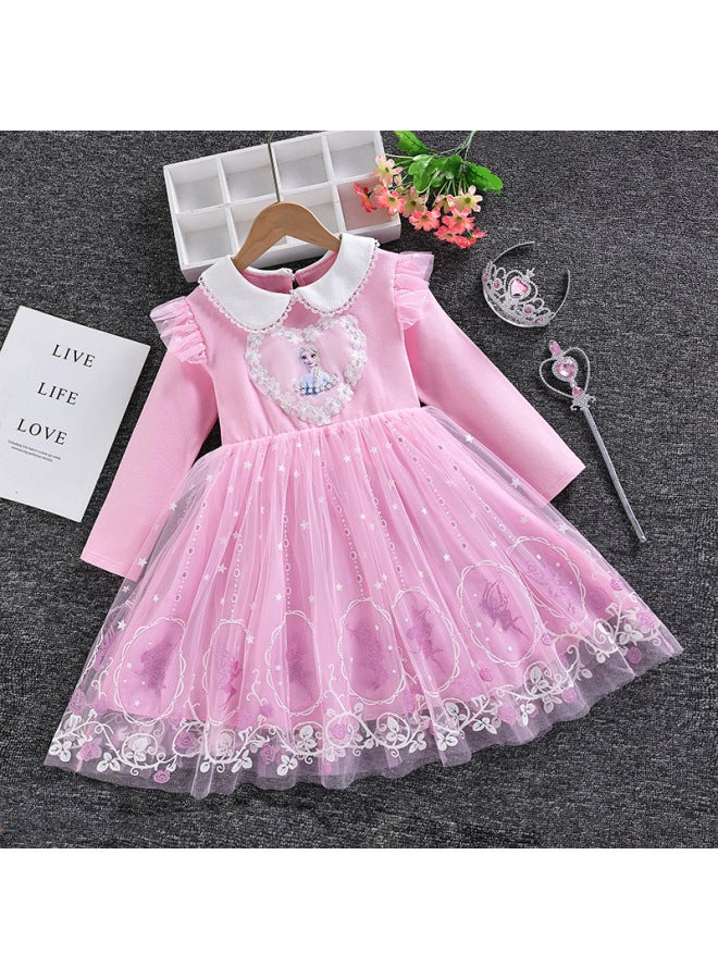 Princess Skirt Frozen Summer Short-sleeved Dress Spring And Autumn Cotton Girls New Children's Wear