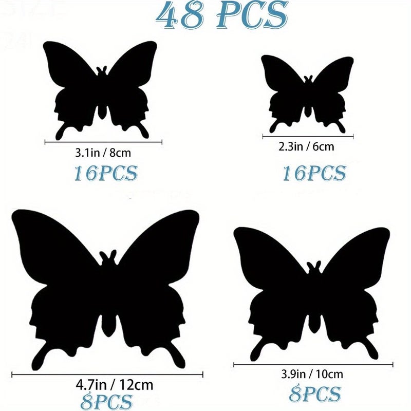 48pcs of Pink 3D Butterfly Wall Stickers 12 Styles Removable for Home Bedroom Office - Image 4