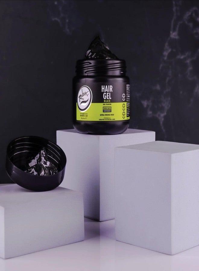 Rolda Black Hair Gel for Men - Medium Hold Styling Gel with Activated Charcoal for Wet Look - Covers Grays & Enhances Black Hair - Flake + Alcohol Free (8.81 oz) - Image 2