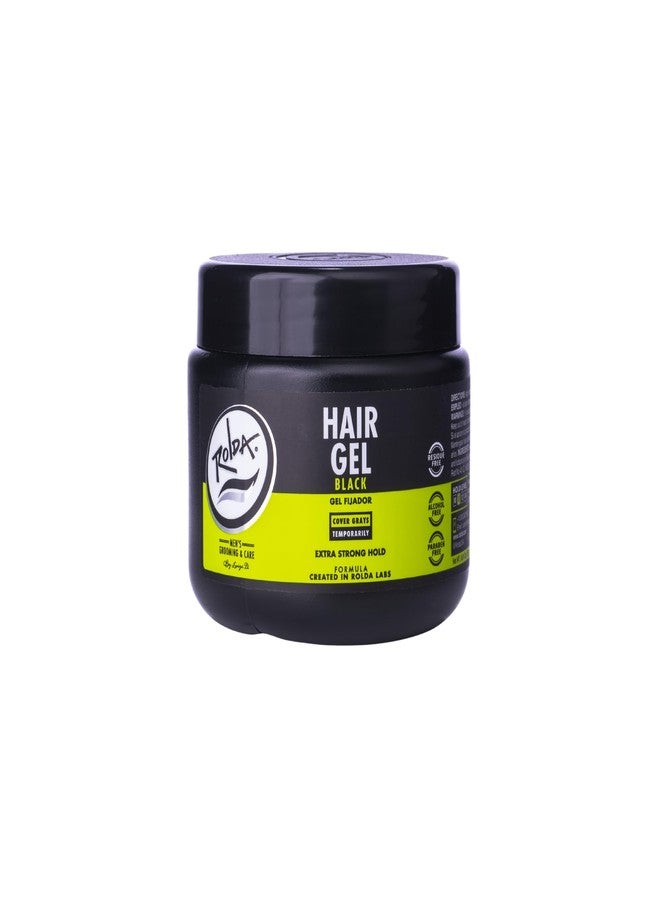 Rolda Black Hair Gel for Men - Medium Hold Styling Gel with Activated Charcoal for Wet Look - Covers Grays & Enhances Black Hair - Flake + Alcohol Free (8.81 oz) - Image 1
