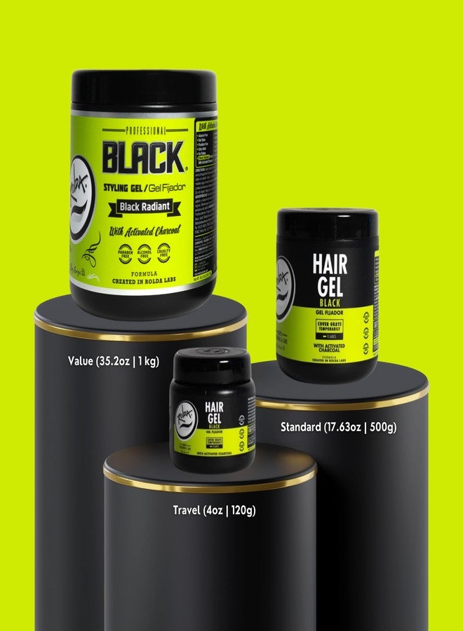 Rolda Black Hair Gel for Men - Medium Hold Styling Gel with Activated Charcoal for Wet Look - Covers Grays & Enhances Black Hair - Flake + Alcohol Free (8.81 oz) - Image 3