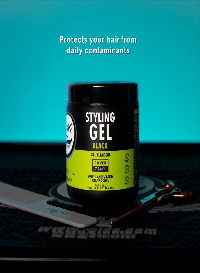Rolda Black Hair Gel for Men - Medium Hold Styling Gel with Activated Charcoal for Wet Look - Covers Grays & Enhances Black Hair - Flake + Alcohol Free (8.81 oz) - Image 4