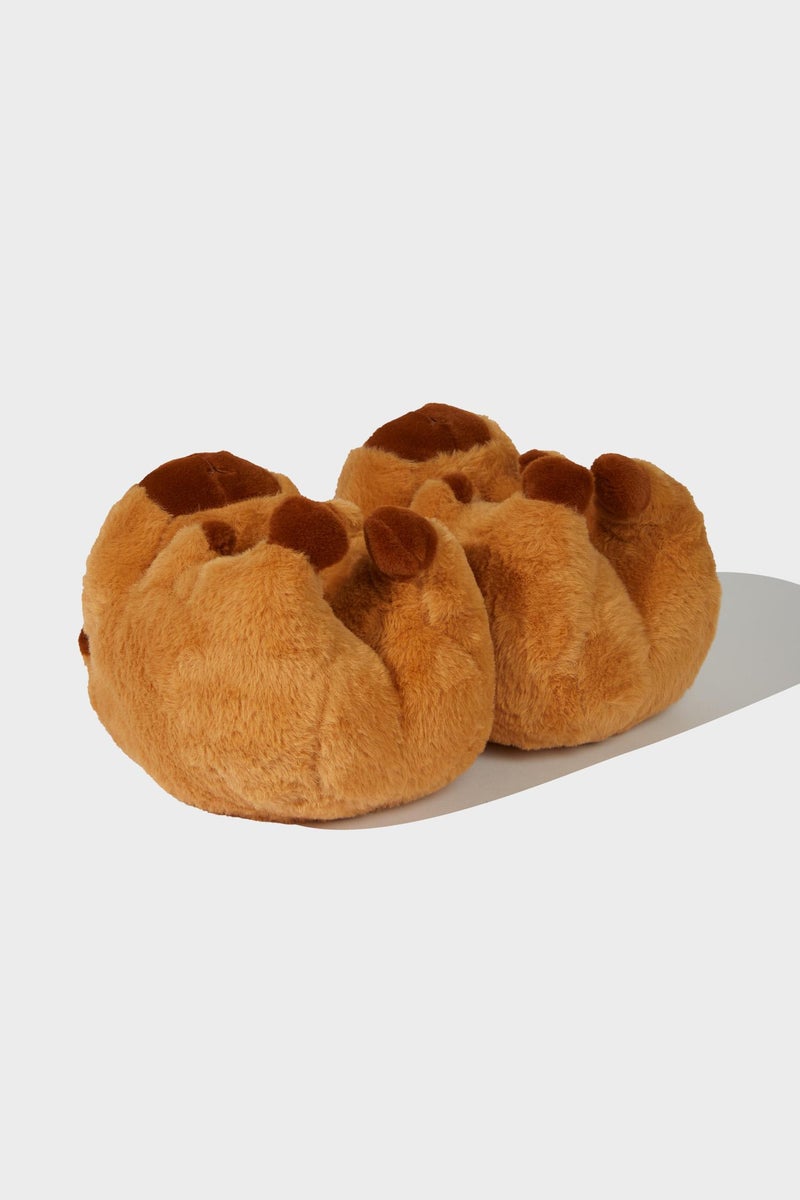 DeFacto Brown Girl Girl Beaver Themed Flat Sole Home Slippers Casual - Image 4