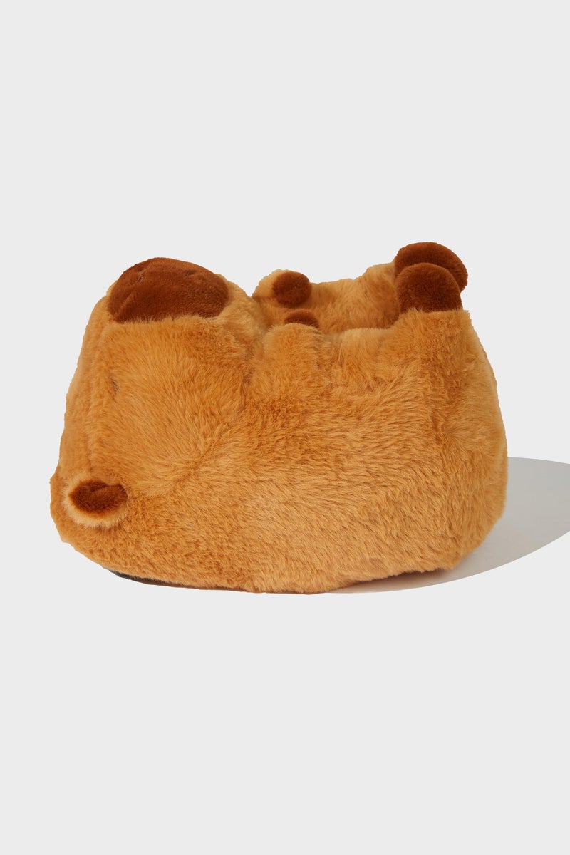 DeFacto Brown Girl Girl Beaver Themed Flat Sole Home Slippers Casual - Image 3