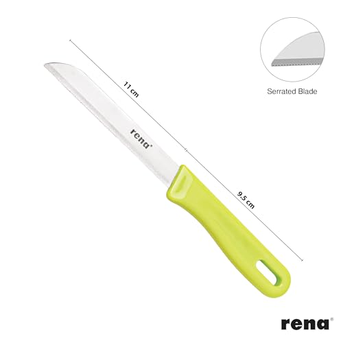 rena 10 Piece 110 mm Serrated Kitchen Knife Set Sharp Stainless Steel Knife Set for Kitchen Use, for Fruits, Vegetables, Bread. Rust Resistant, Dishwasher Safe, Durable & Long Lasting - Image 3