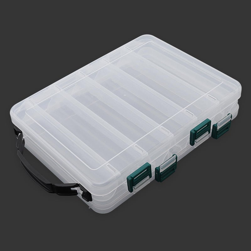 OriGlam Double Sided Fishing Lures Box, Transparent Visible Fishing Lure Bait, Squid Jig Hooks Plastic Fishing Tackle Storage Case Container (10 Grids 20x16x5cm) - Image 1