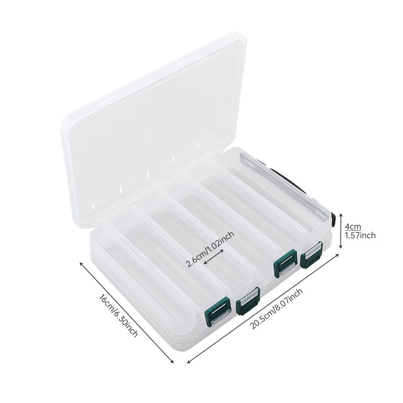 OriGlam Double Sided Fishing Lures Box, Transparent Visible Fishing Lure Bait, Squid Jig Hooks Plastic Fishing Tackle Storage Case Container (10 Grids 20x16x5cm) - Image 5