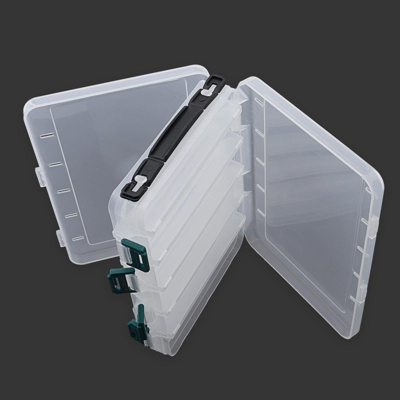 OriGlam Double Sided Fishing Lures Box, Transparent Visible Fishing Lure Bait, Squid Jig Hooks Plastic Fishing Tackle Storage Case Container (10 Grids 20x16x5cm) - Image 3