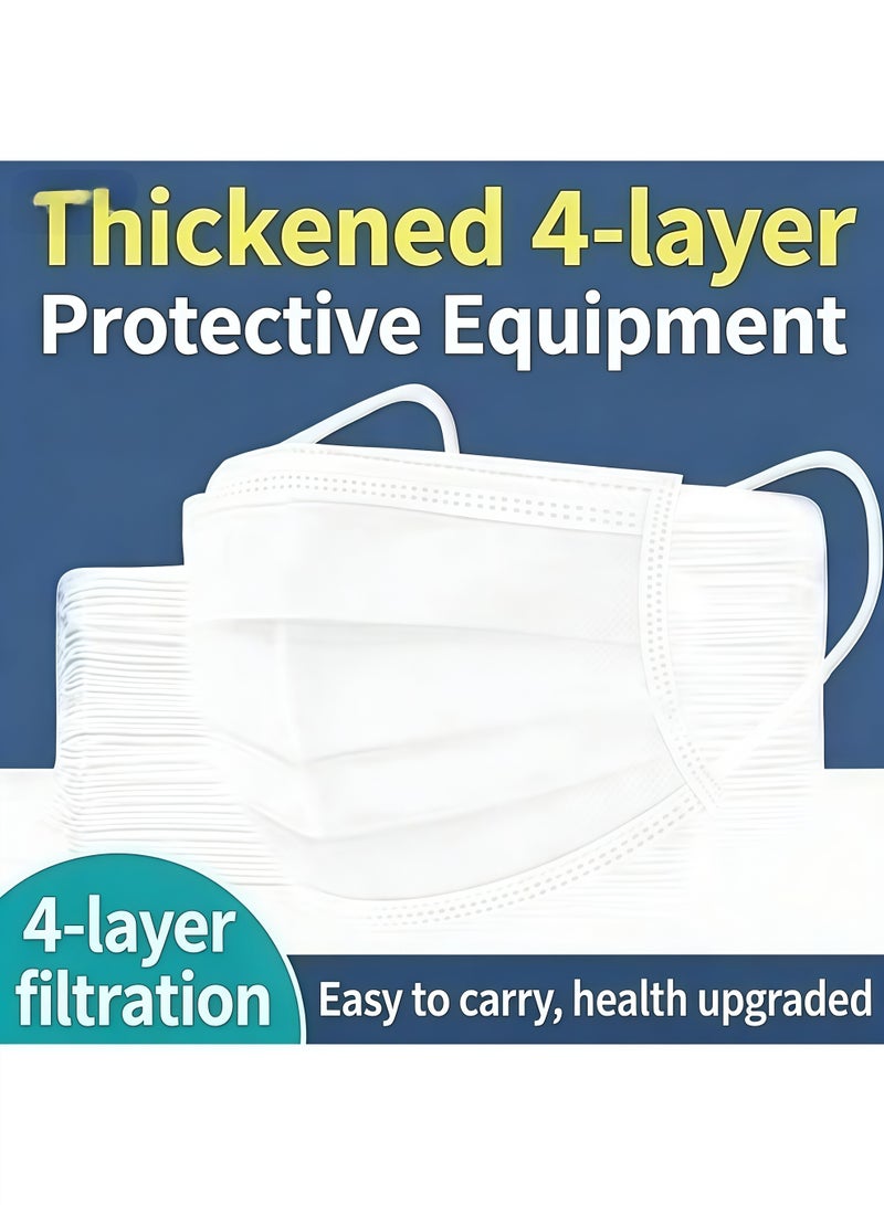100-Piece White Disposable Face Masks, Individually Packaged, Boxed, 4-Ply Thickened - Image 5