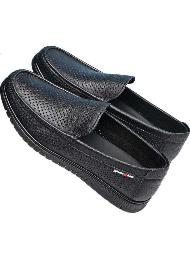 Spider King Men'S Hollow Out Casual Shoes Summer Breathable Loafers Lightweight Comfortable Slip-On Leather Shoes Hollow Out Summer Style Size 43 - Image 2