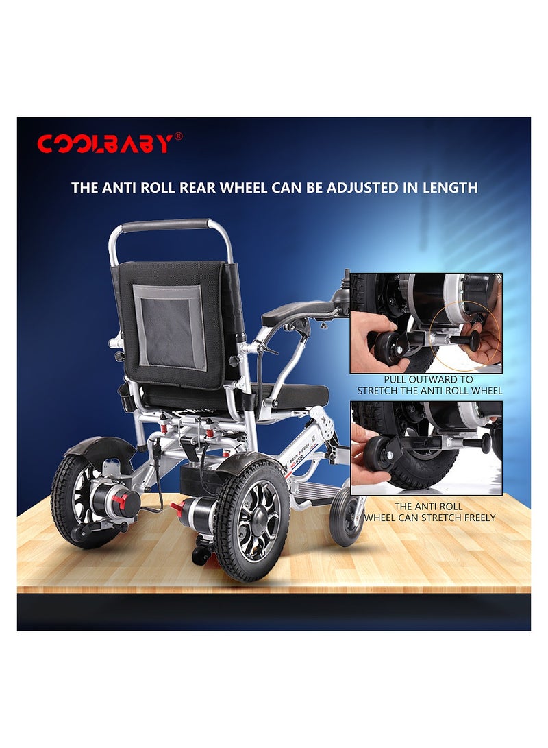Cool Baby COOLBABY Lightweight Folding Electric Wheelchair Intelligent Aluminum Alloy Four-wheel Drive Power Not Slip Wheelchairs - Image 4